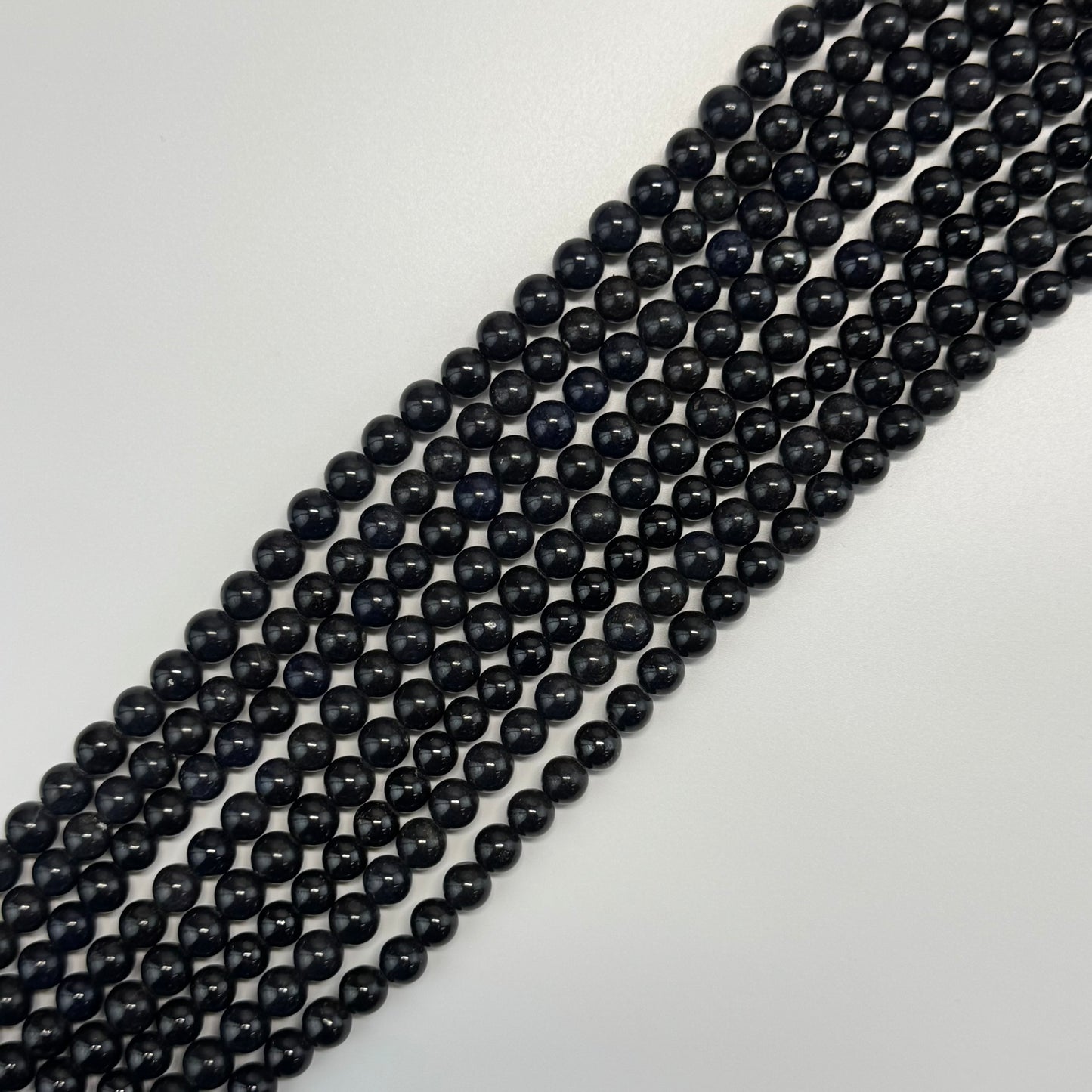 Sapphire Dark Blue Polished Round Precious Stone Beads - (AAA Quality)