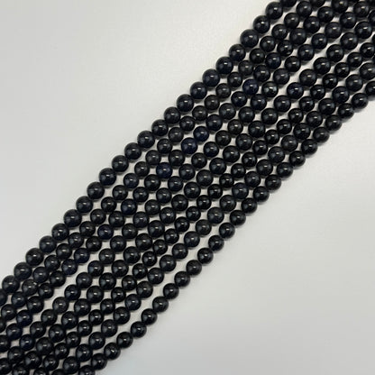 Sapphire Dark Blue Polished Round Precious Stone Beads - (AAA Quality)