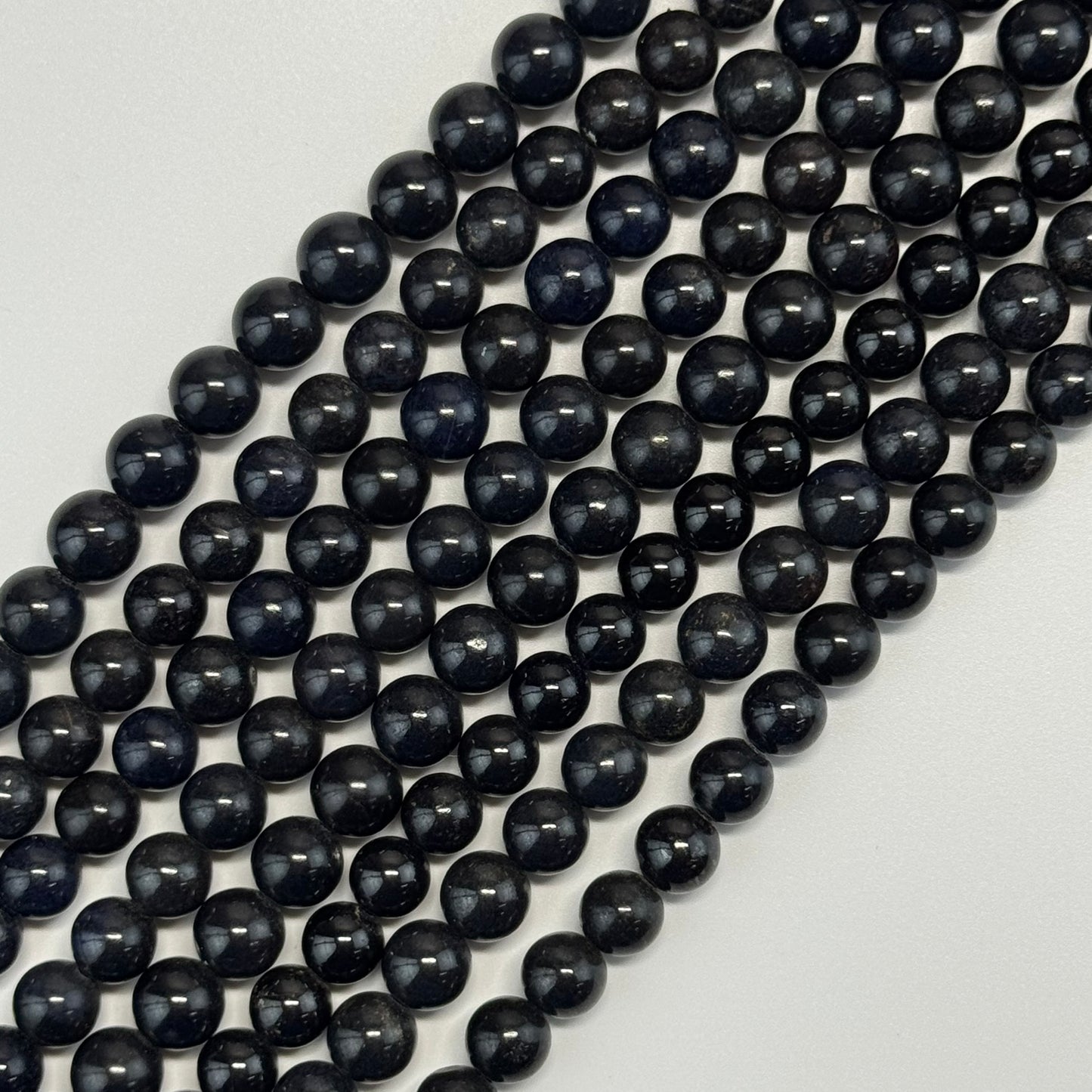 Sapphire Dark Blue Polished Round Precious Stone Beads - (AAA Quality)