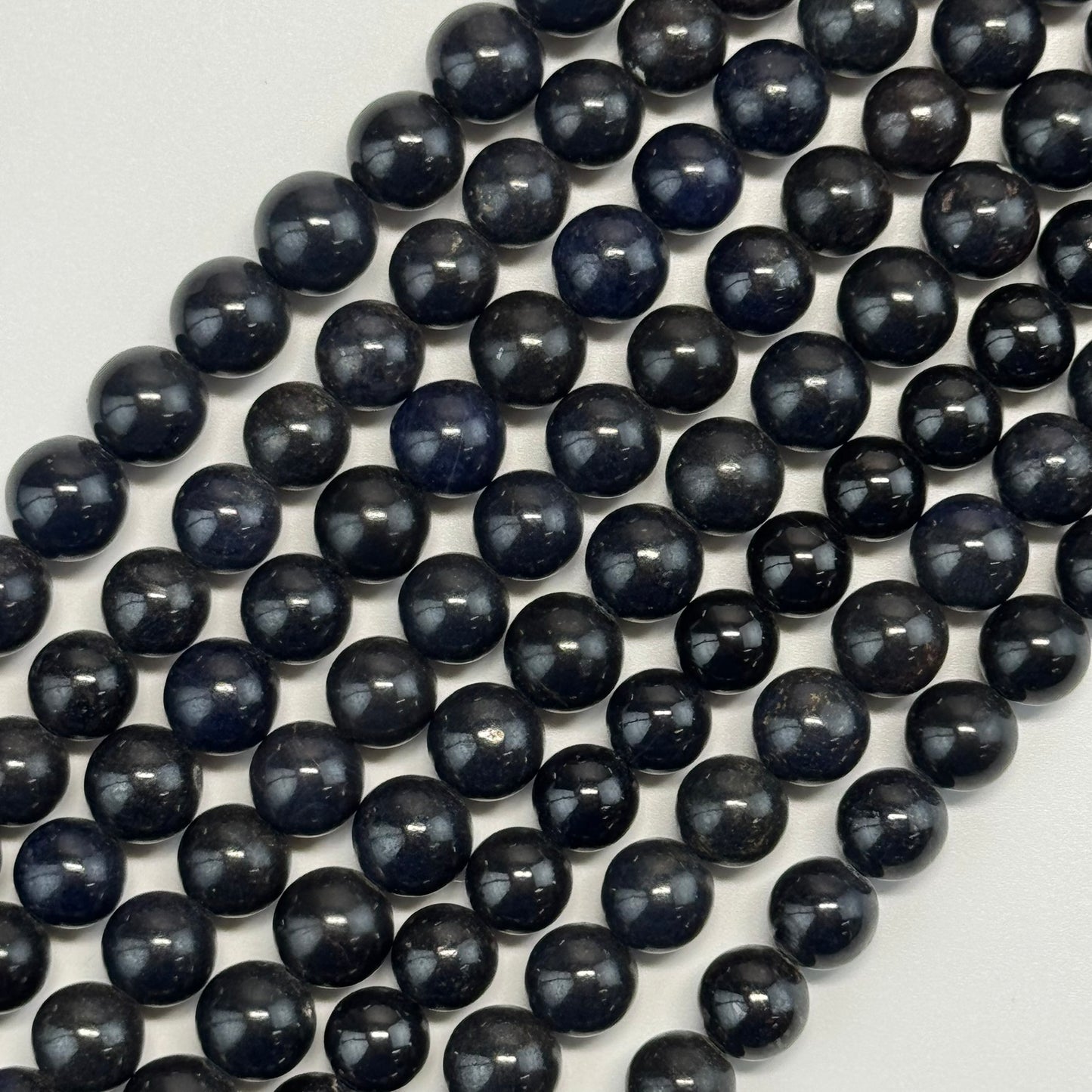Sapphire Dark Blue Polished Round Precious Stone Beads - (AAA Quality)