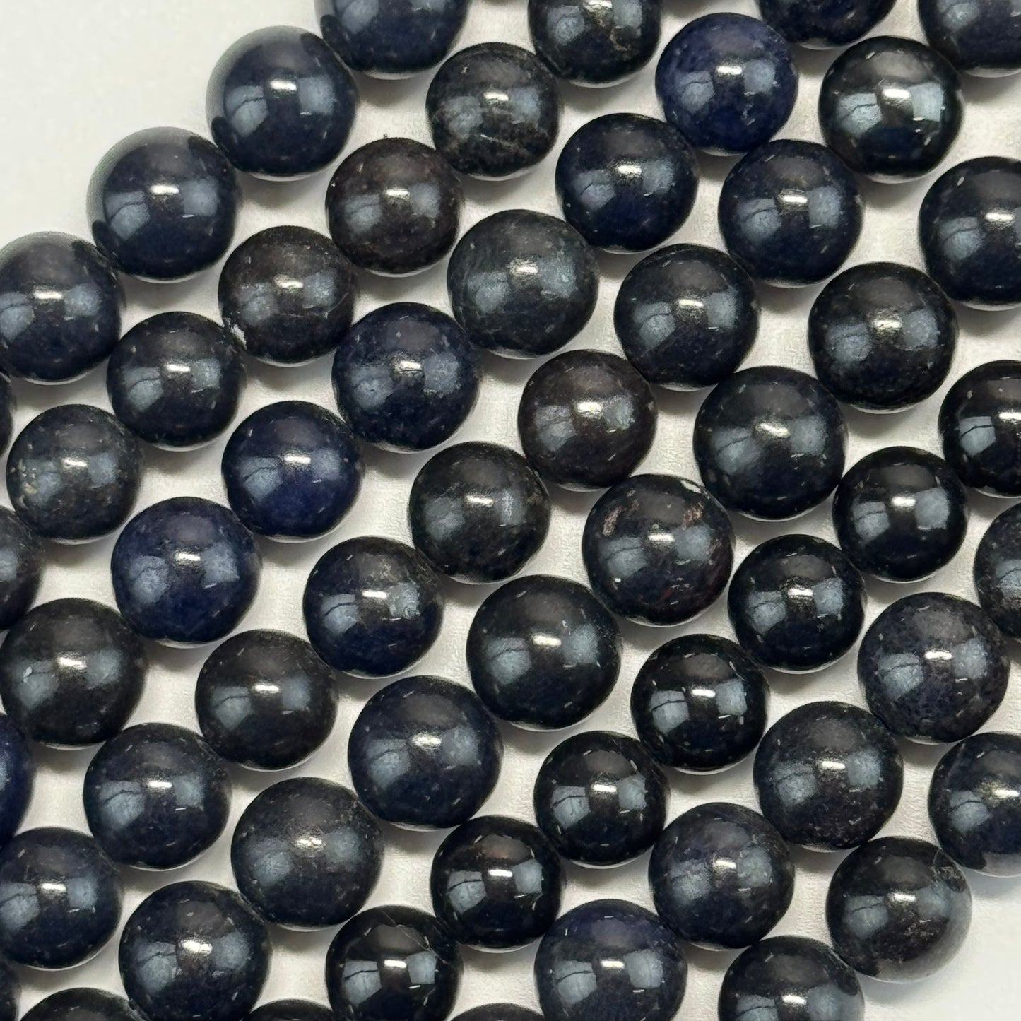 Sapphire Dark Blue Polished Round Precious Stone Beads - (AAA Quality)