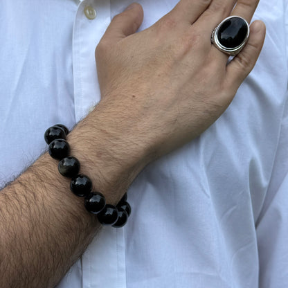 Gold Sheen Obsidian Bracelet – Natural Gemstone Beaded Jewelry - (AAAA Quality)