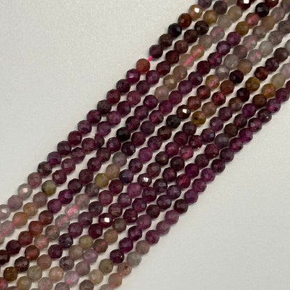 Ruby Sapphire Faceted Round Precious Stone Beads - (AA Quality)