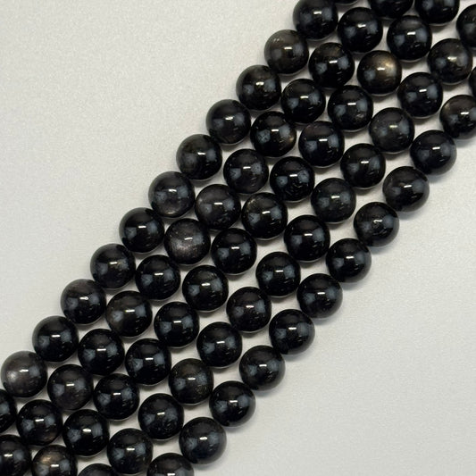 Sapphire Gold Sheen Round Precious Stone Beads - (AAA Quality)