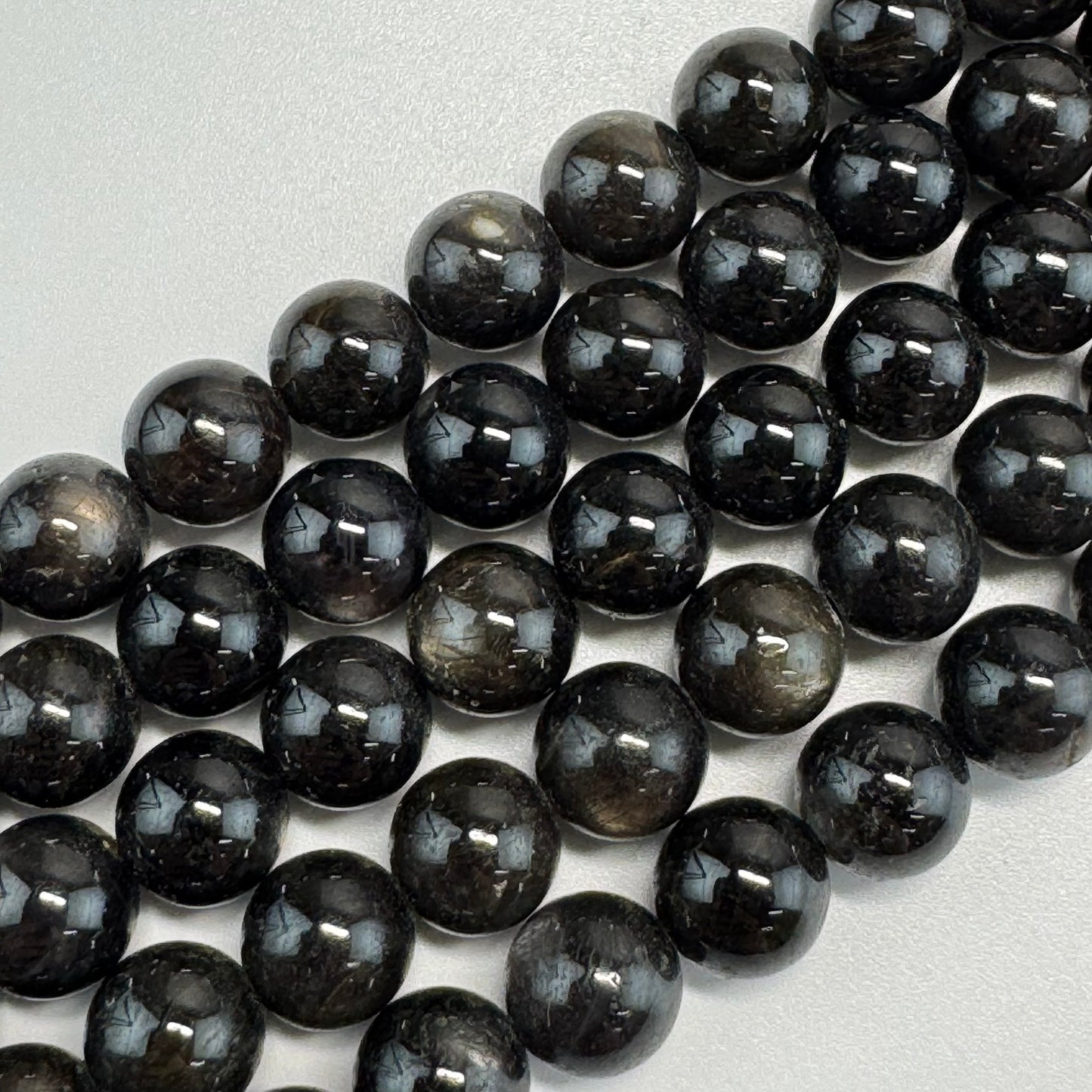 Sapphire Gold Sheen Round Precious Stone Beads - (AAA Quality)