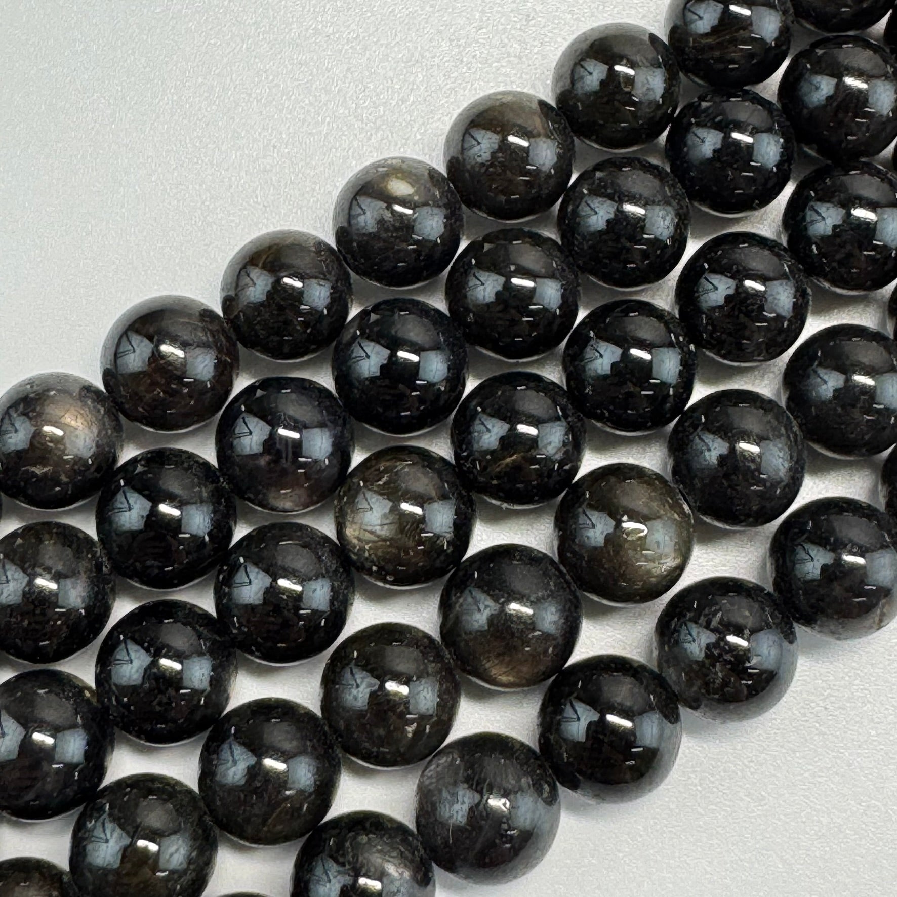 Sapphire Gold Sheen Round Precious Stone Beads - (AAA Quality)