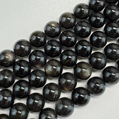 Sapphire Gold Sheen Round Precious Stone Beads - (AAA Quality)