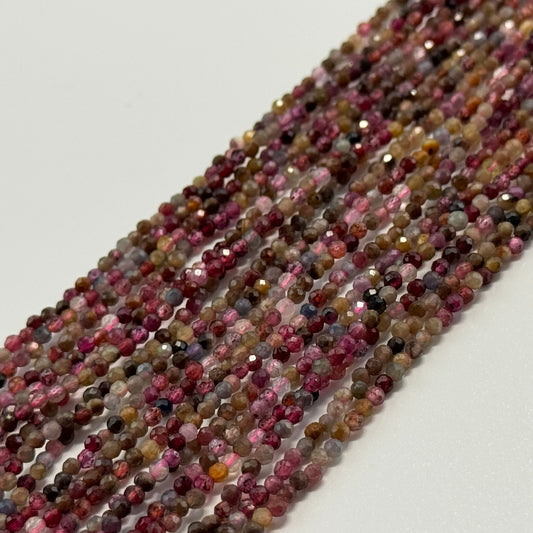 Ruby and Sapphire Faceted Round Stone Beads - (A Quality)