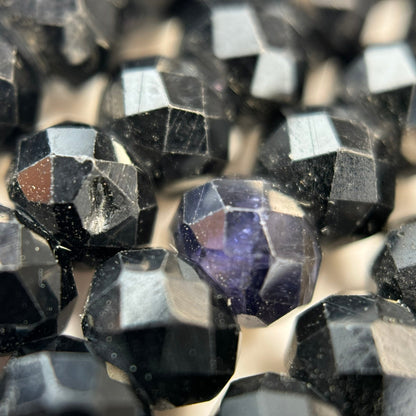 Faceted Black Tourmaline Beads - Rondelle Shape Beads