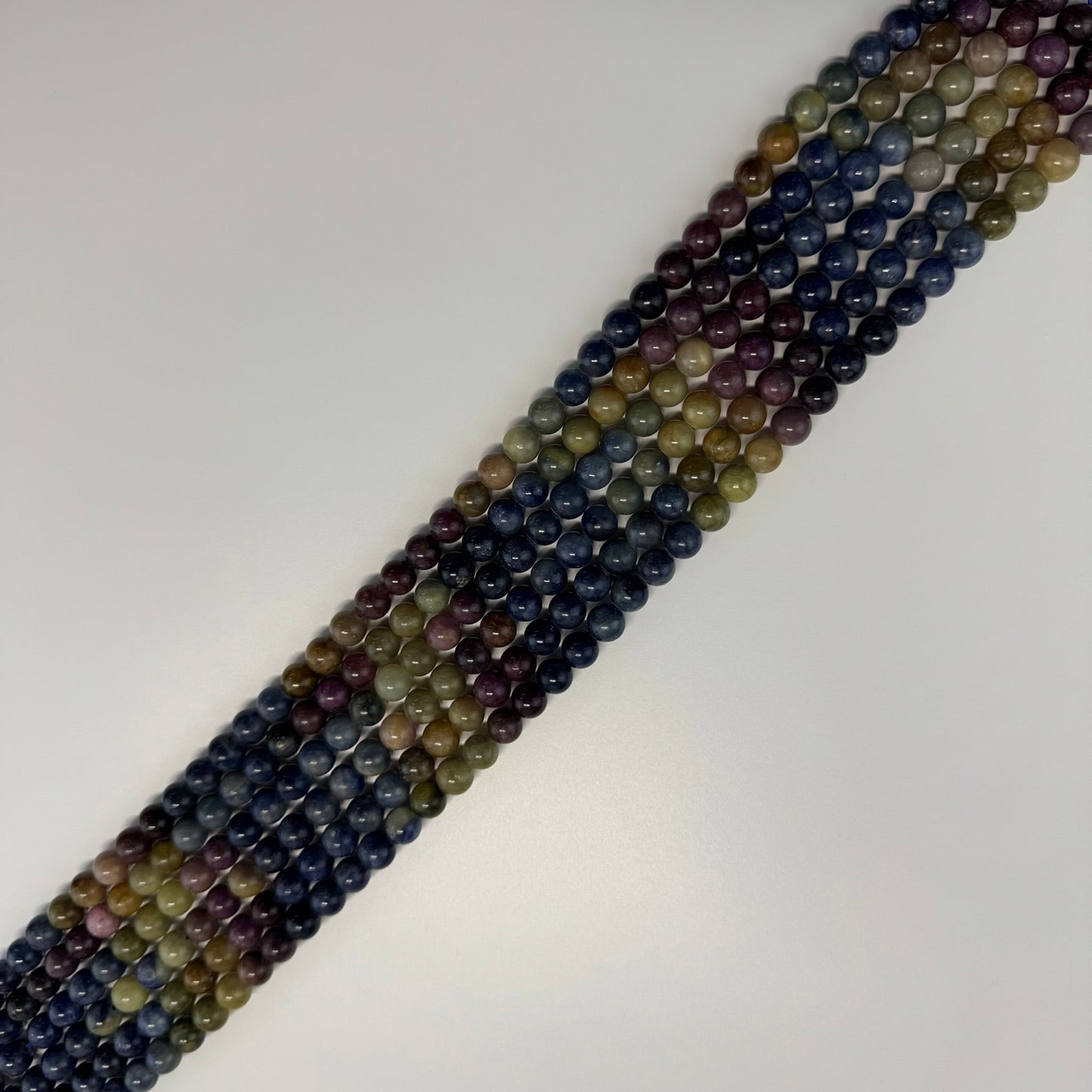 Ruby Sapphire Multi Colour Polished Round Beads - (AA Quality)