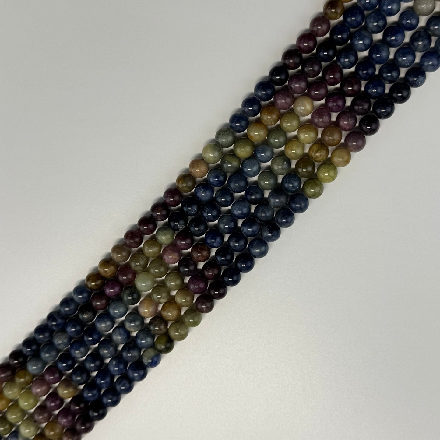 Ruby Sapphire Multi Colour Polished Round Beads - (AA Quality)