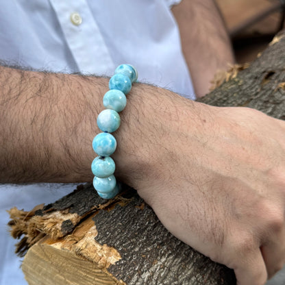 Larimar Bracelet – Natural Sky-Blue Gemstone