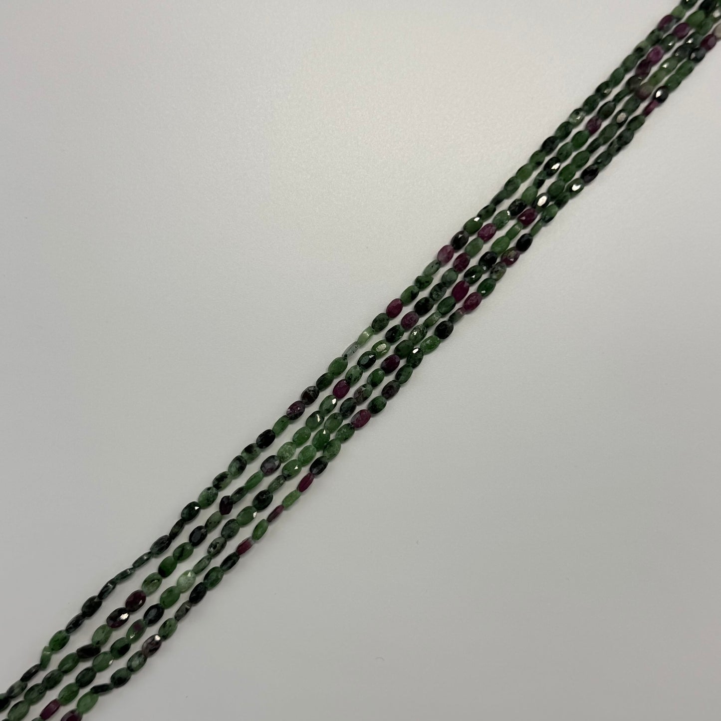 Ruby Zoisite Double Sided Faceted Oval Beads - (AB Quality)