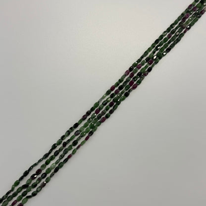 Ruby Zoisite Double Sided Faceted Oval Gemstone Beads - (AB Quality)