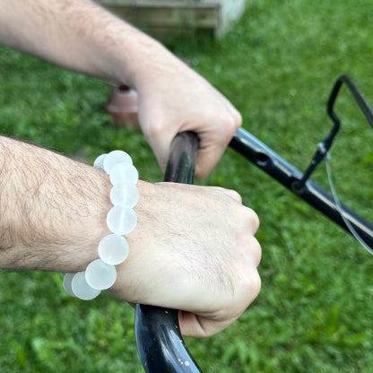 Frosted Quartz Bracelet – Natural Matte Gemstone