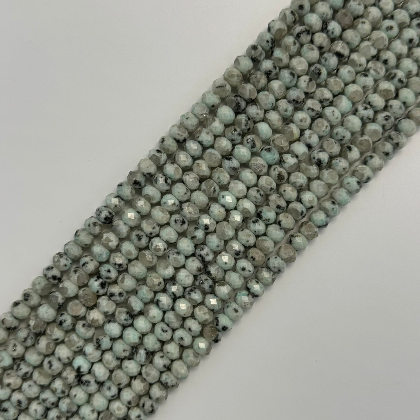Faceted Kiwi Rondelle Beads
