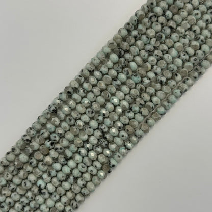 Faceted Kiwi Rondelle Beads