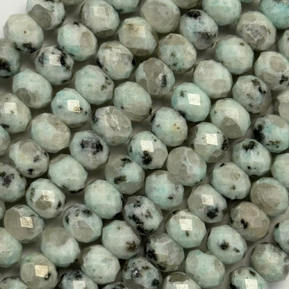 Faceted Kiwi Rondelle Beads