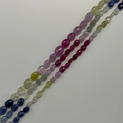 Ruby Sapphire Smooth Oval Gemstone Beads - (AAAA Quality)