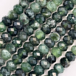 Green Faceted Serpentine Beads - Rondelle Beads