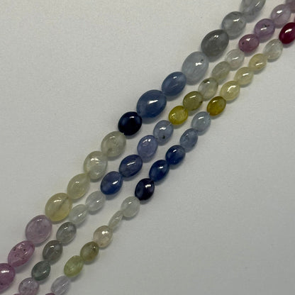 Ruby Sapphire Smooth Oval Gemstone Beads - (AAAA Quality)