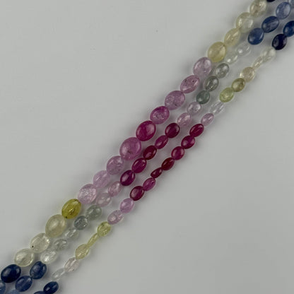 Ruby Sapphire Smooth Oval Gemstone Beads - (AAAA Quality)
