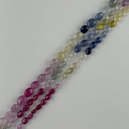 Ruby Sapphire Smooth Oval Gemstone Beads - (AAAA Quality)