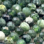 Green Faceted Serpentine Beads - Rondelle Beads