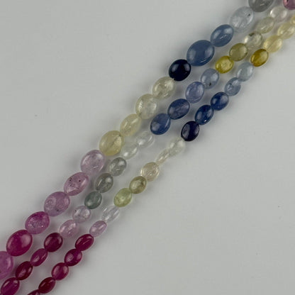 Ruby Sapphire Smooth Oval Gemstone Beads - (AAAA Quality)