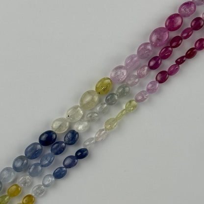 Ruby Sapphire Smooth Oval Gemstone Beads - (AAAA Quality)