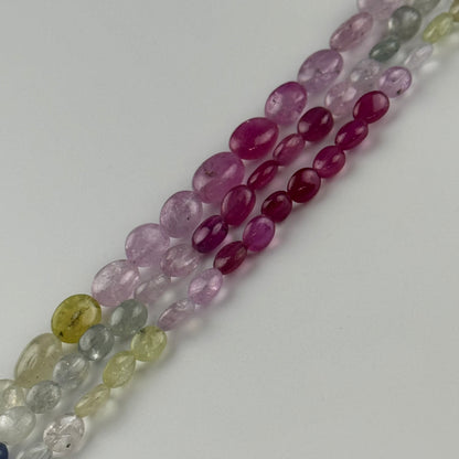 Ruby Sapphire Smooth Oval Gemstone Beads - (AAAA Quality)