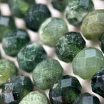 Green Faceted Serpentine Beads - Rondelle Beads