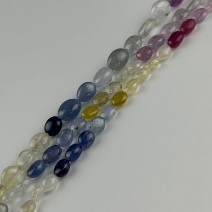 Ruby Sapphire Smooth Oval Gemstone Beads - (AAAA Quality)