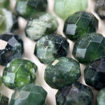 Green Faceted Serpentine Beads - Rondelle Beads