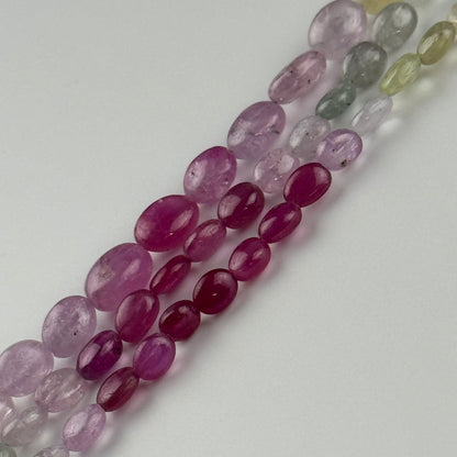 Ruby Sapphire Smooth Oval Gemstone Beads - (AAAA Quality)