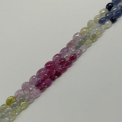 Ruby Sapphire Smooth Oval Gemstone Beads - (AAAA Quality)