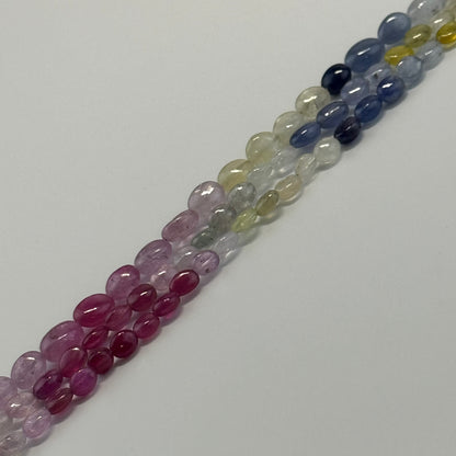 Ruby Sapphire Smooth Oval Gemstone Beads - (AAAA Quality)