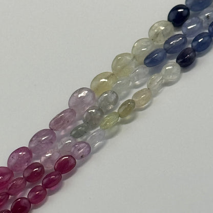 Ruby Sapphire Smooth Oval Gemstone Beads - (AAAA Quality)