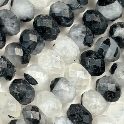 Tourmalinated Quartz Faceted Rondelle Beads