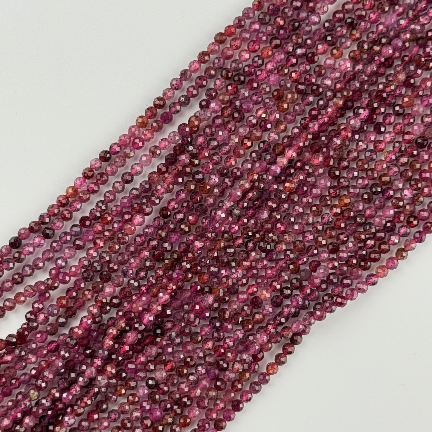 Ruby Faceted Round Stone Beads - (AA Quality)