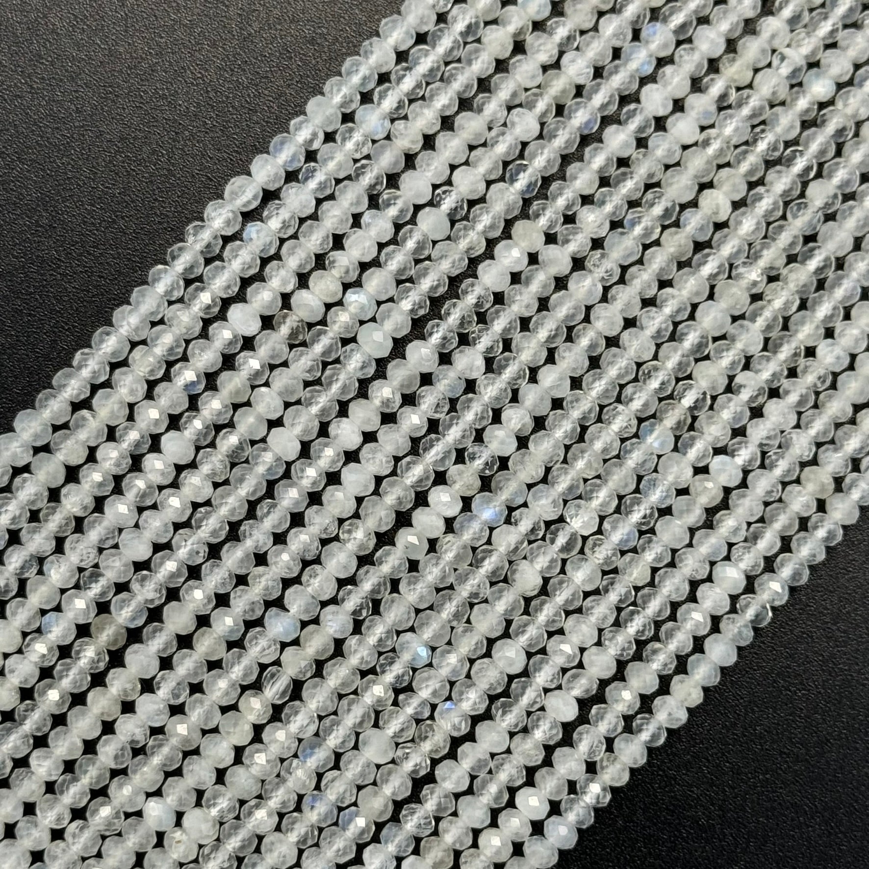 Moonstone Faceted Rondelle Beads - (AA Quality)