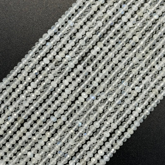 Moonstone Faceted Rondelle Beads - (AA Quality)