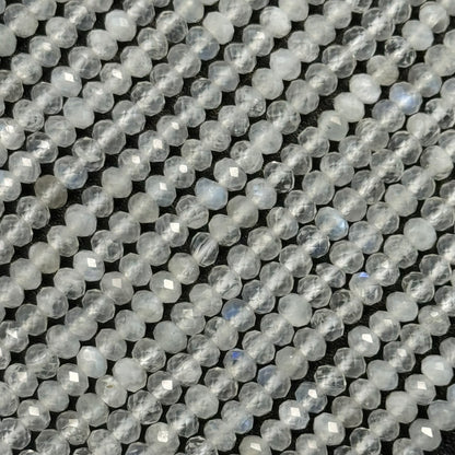 Moonstone Faceted Rondelle Beads - (AA Quality)
