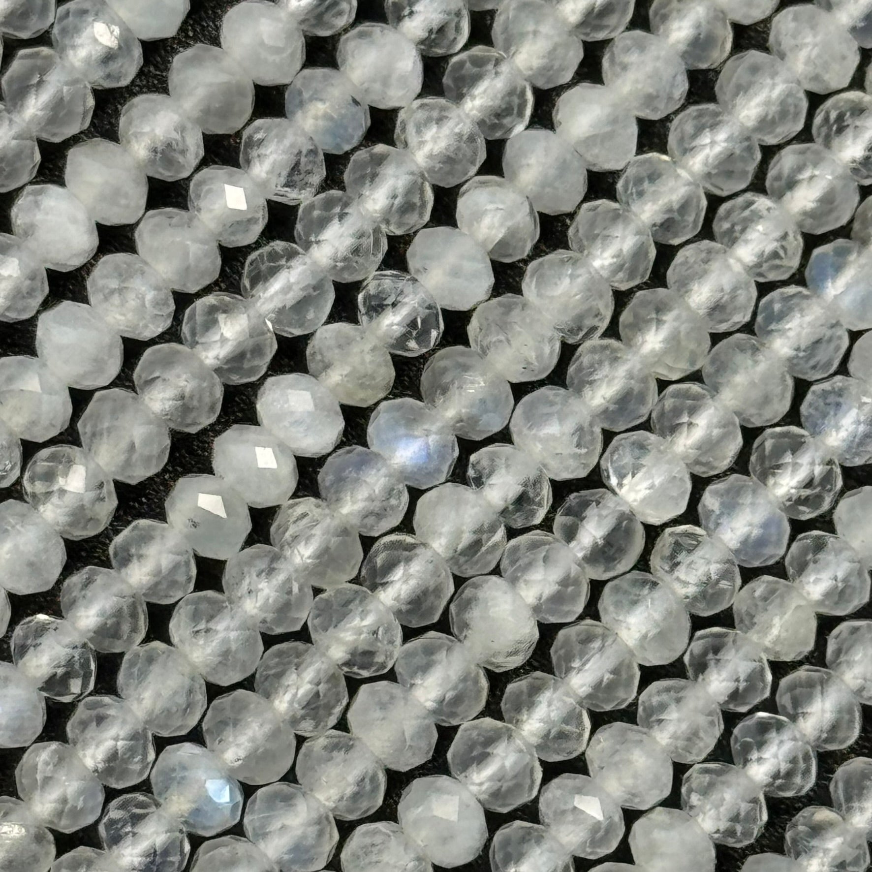 Moonstone Faceted Rondelle Beads - (AA Quality)