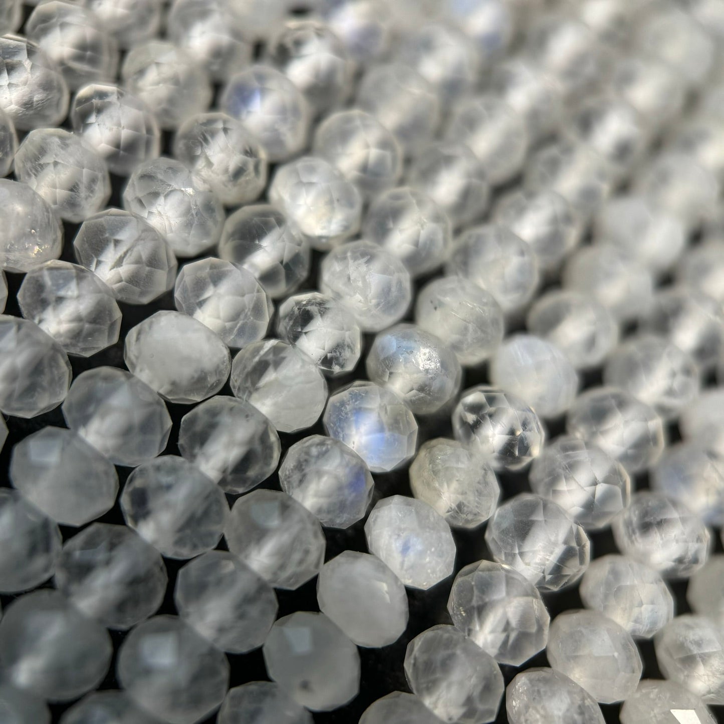 Moonstone Faceted Rondelle Beads - (AA Quality)