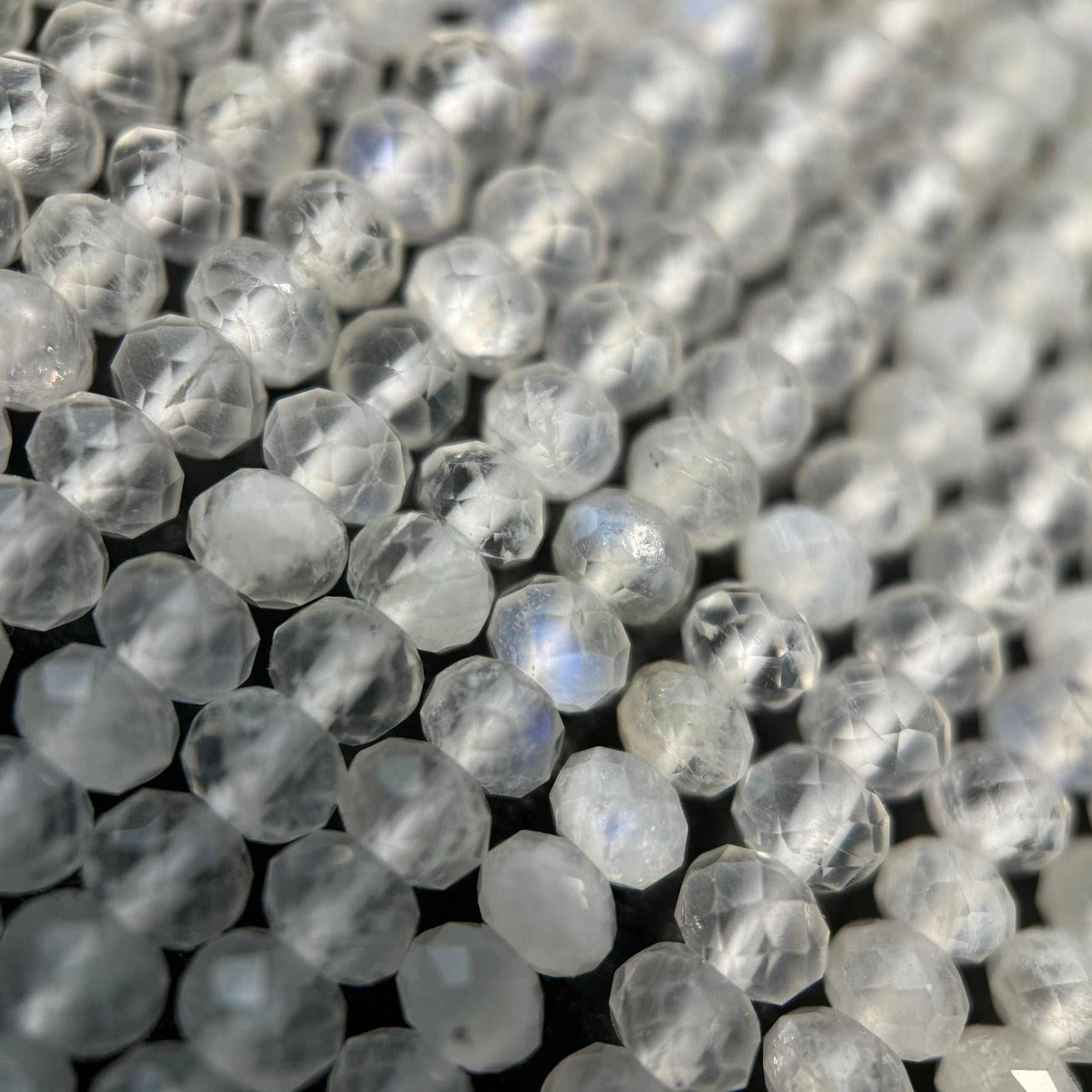 Moonstone Faceted Rondelle Beads - (AA Quality)