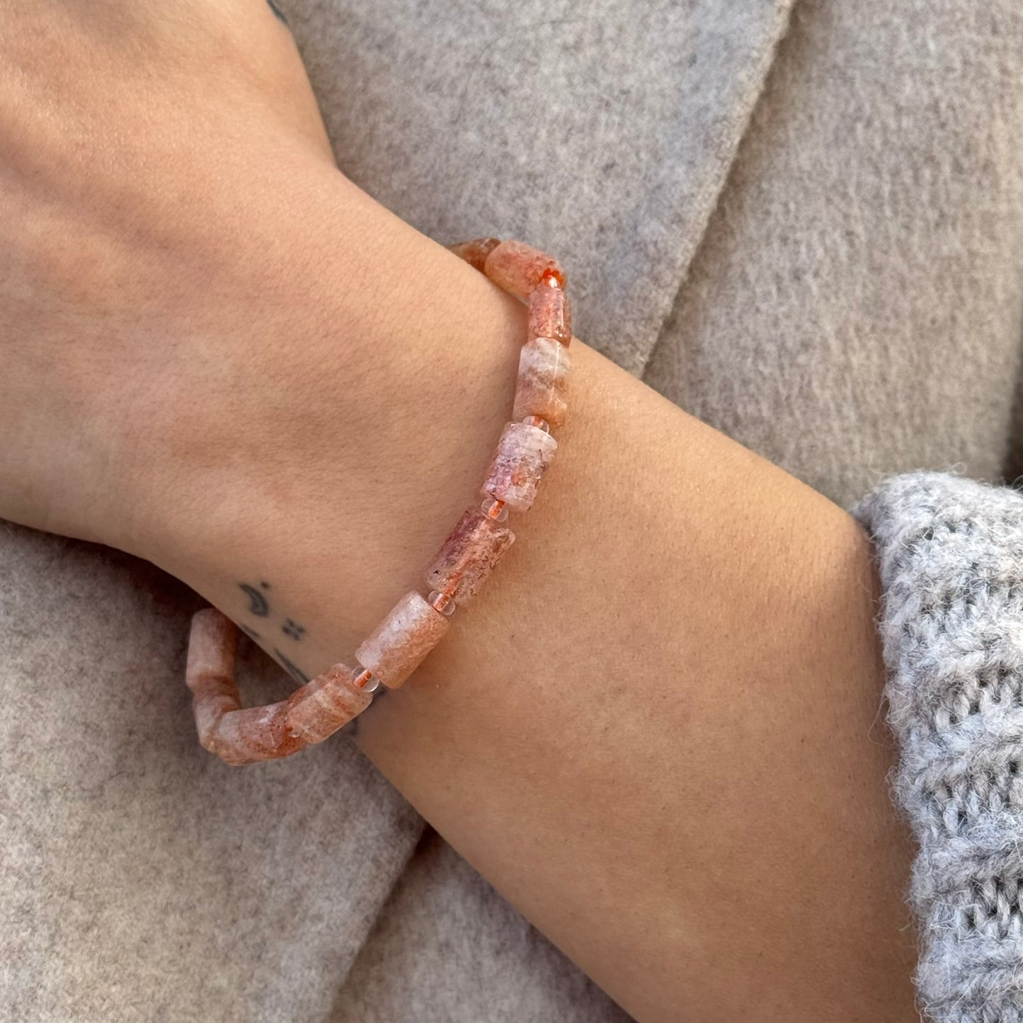 Sunstone Beaded Bracelet – Premium Quality Natural Stone Jewelry - (AA Quality)