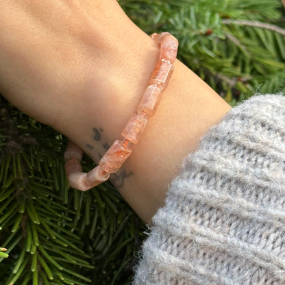 Sunstone Beaded Bracelet – Premium Quality Natural Stone Jewelry - (AA Quality)