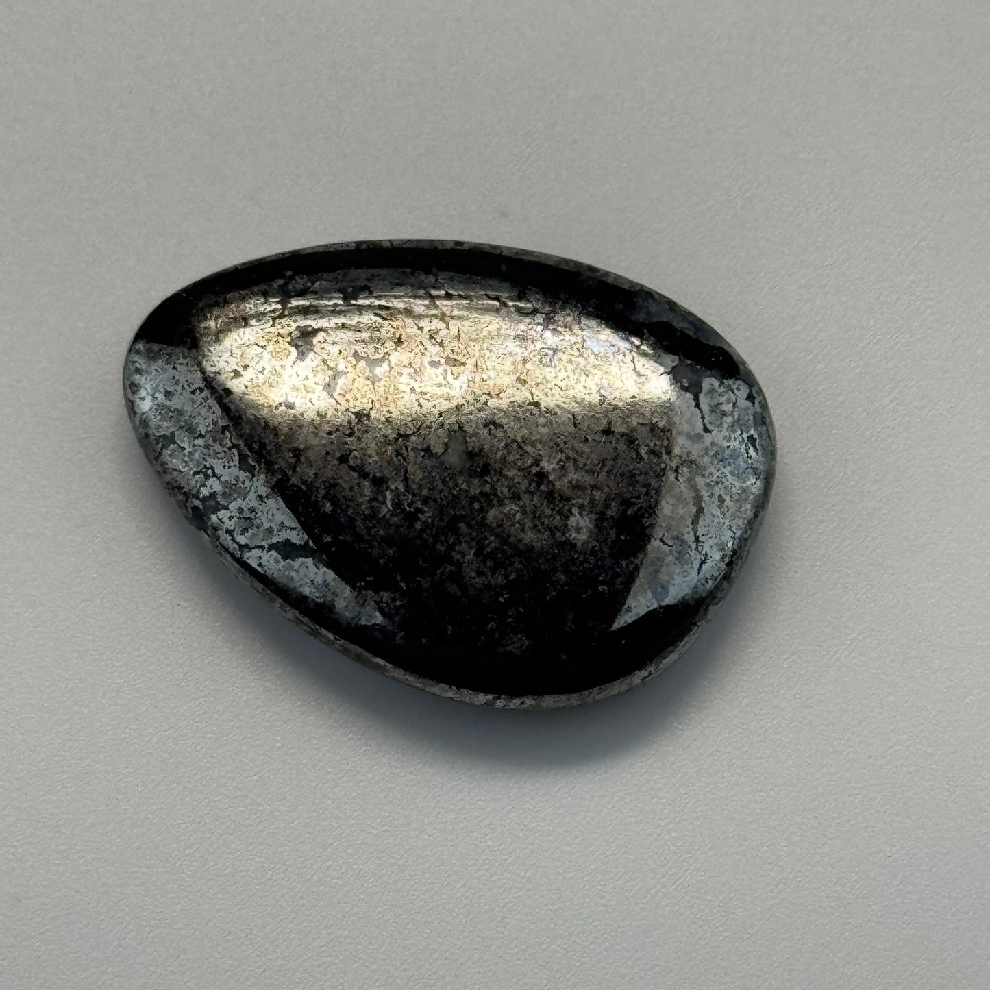 Polished Natural Silver Cabochon – Double-Sided Gemstone from Cobalt, Ontario