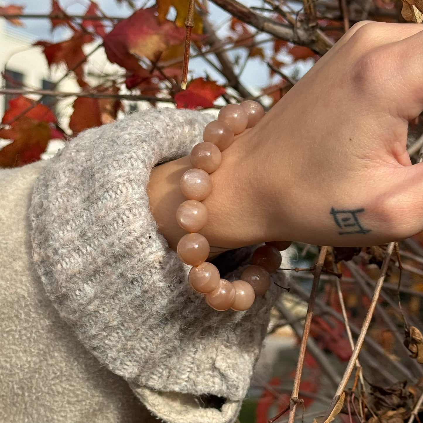 Peach Moonstone/Sunstone Bracelet – Glow of Serenity in Every Wear - (AAA Quality)